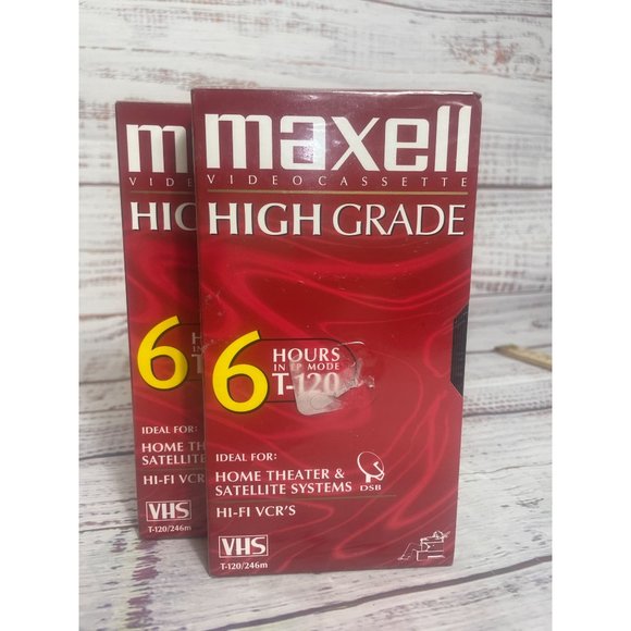 MAXELL Other - BLANK VHS Tapes | NEW FACTORY SEALED | Maxell HGX-Gold T-120‎ 6 Hour - 2 Tapes